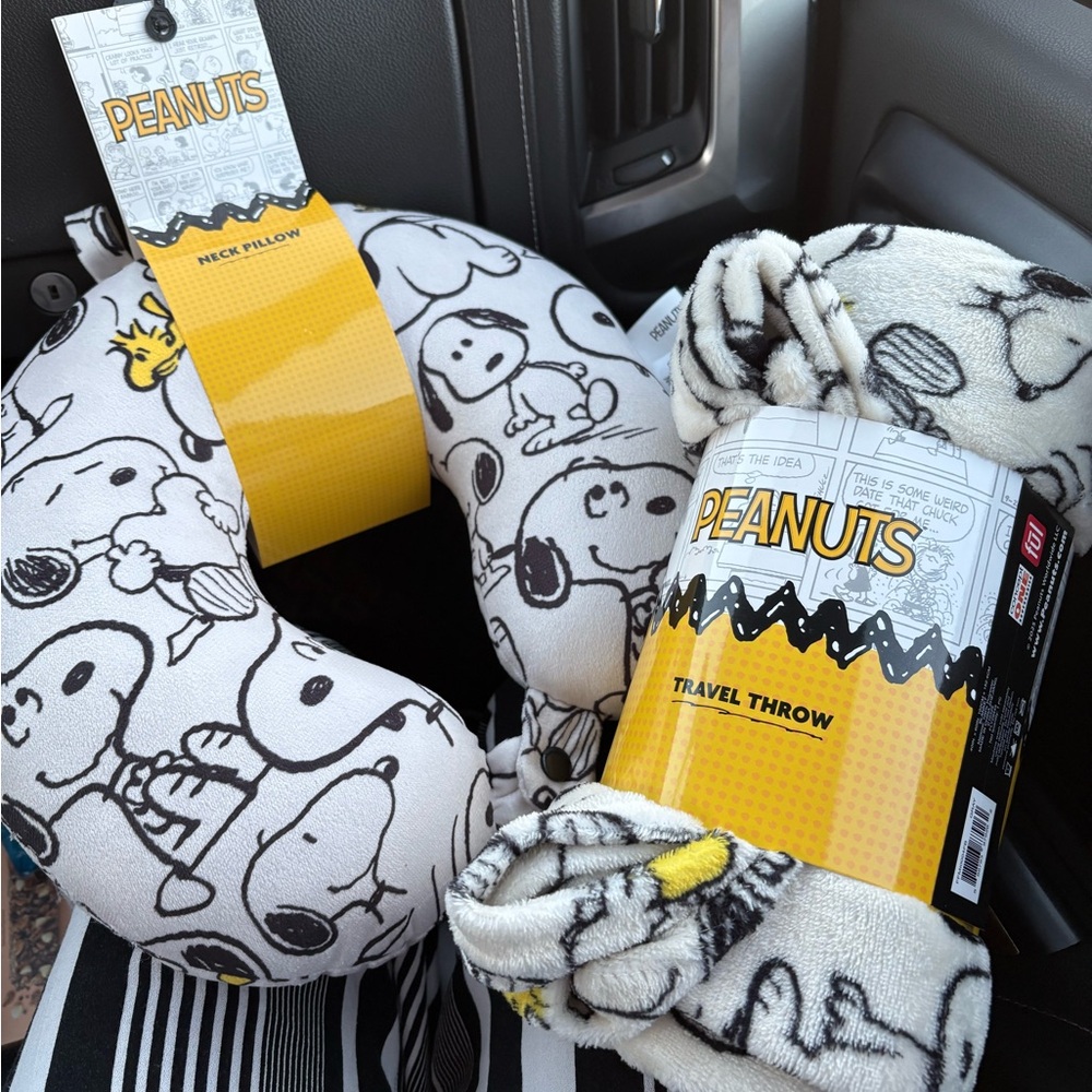 Peanuts Snoopy and Woodstock Neck Pillow and Throw Set